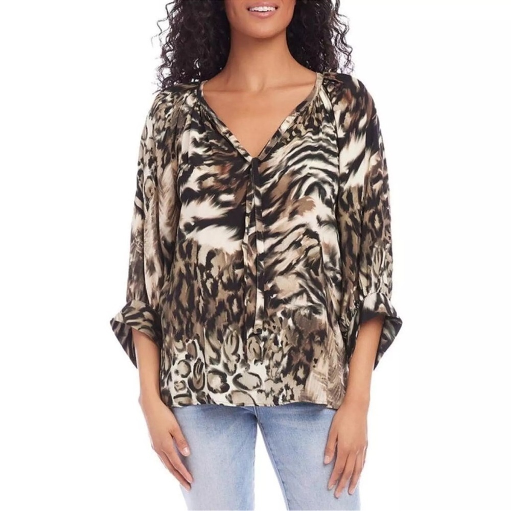 NWT Karen Kane Animal Print Blouse – Size Small – Chic Statement Top